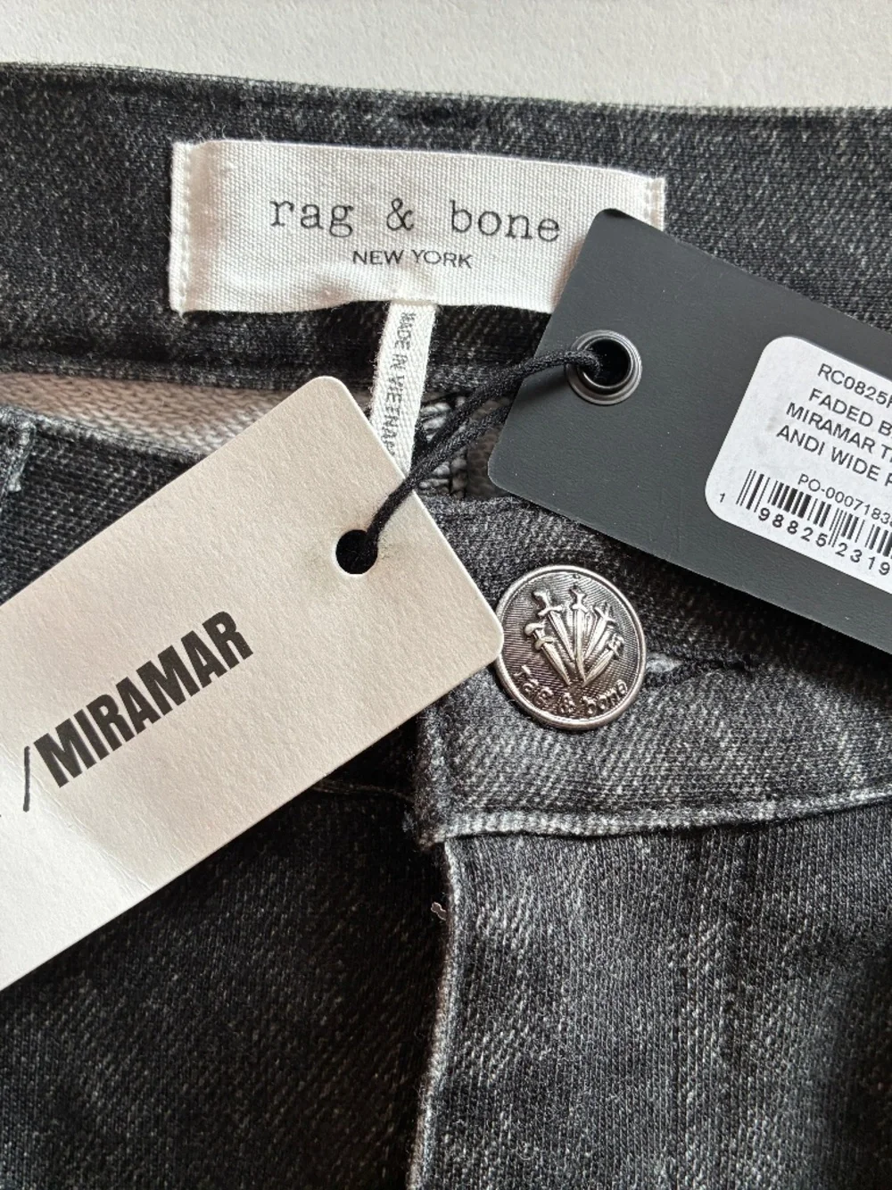 Rag & Bone Miramar Andi Wide Leg French Terry Sweatpant Jeans 27 Faded Black - Picture 8 of 12